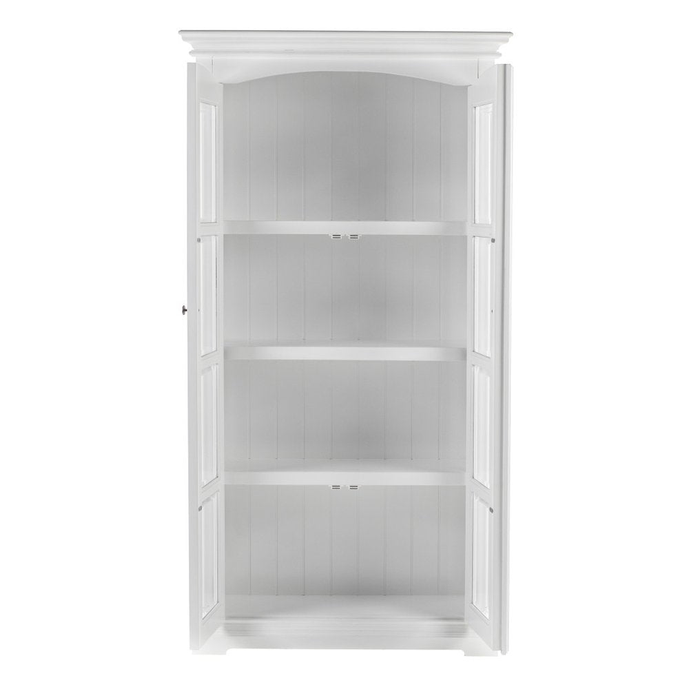 Off White Solid Wood Frame Curio Cabinet with Glass Doors - 39-inch