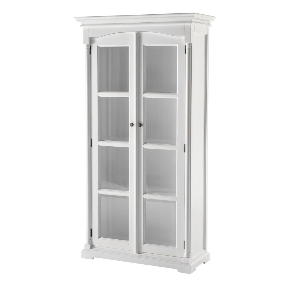 Off White Solid Wood Frame Curio Cabinet with Glass Doors - 39-inch