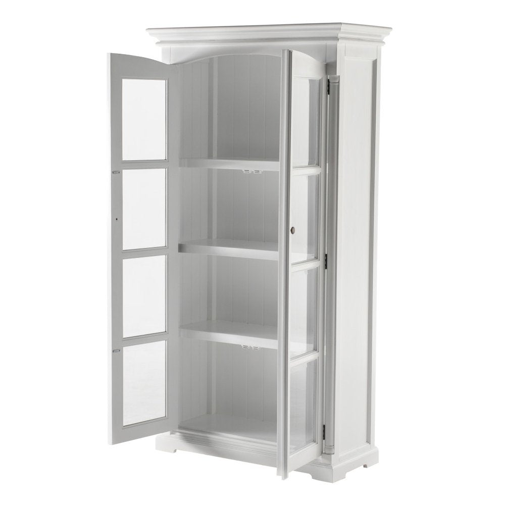 Off White Solid Wood Frame Curio Cabinet with Glass Doors - 39-inch