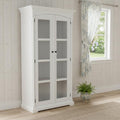Off White Solid Wood Frame Curio Cabinet with Glass Doors - 39-inch