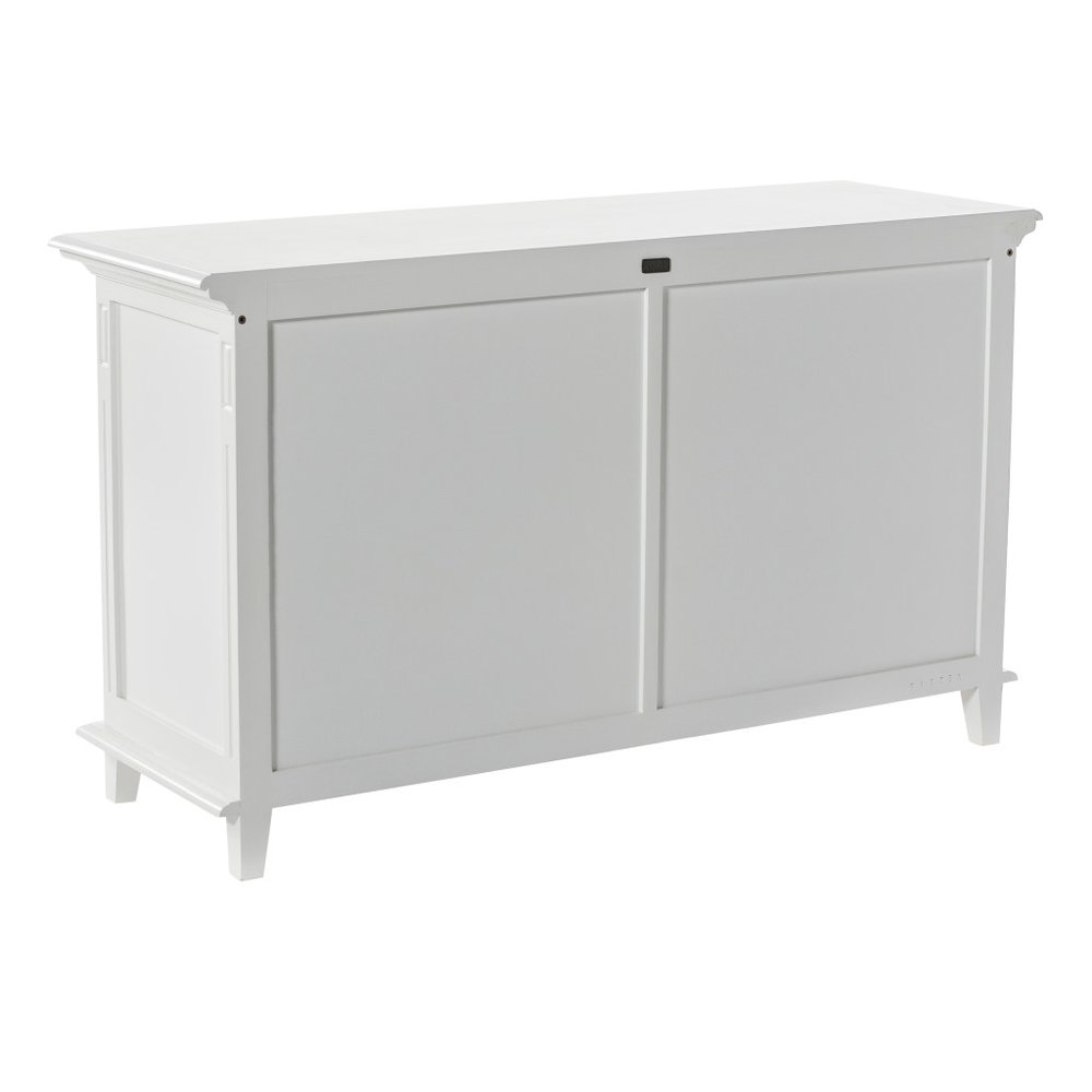 White Solid Wood Paneled Two Drawer Buffet Table with Four Doors - 59-inch