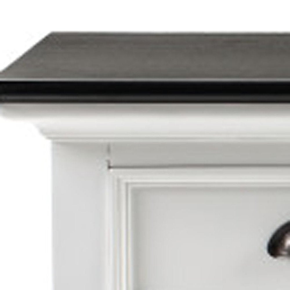 Antiqued White Solid Wood Three Drawer Buffet Table with Four Doors - 65-inch
