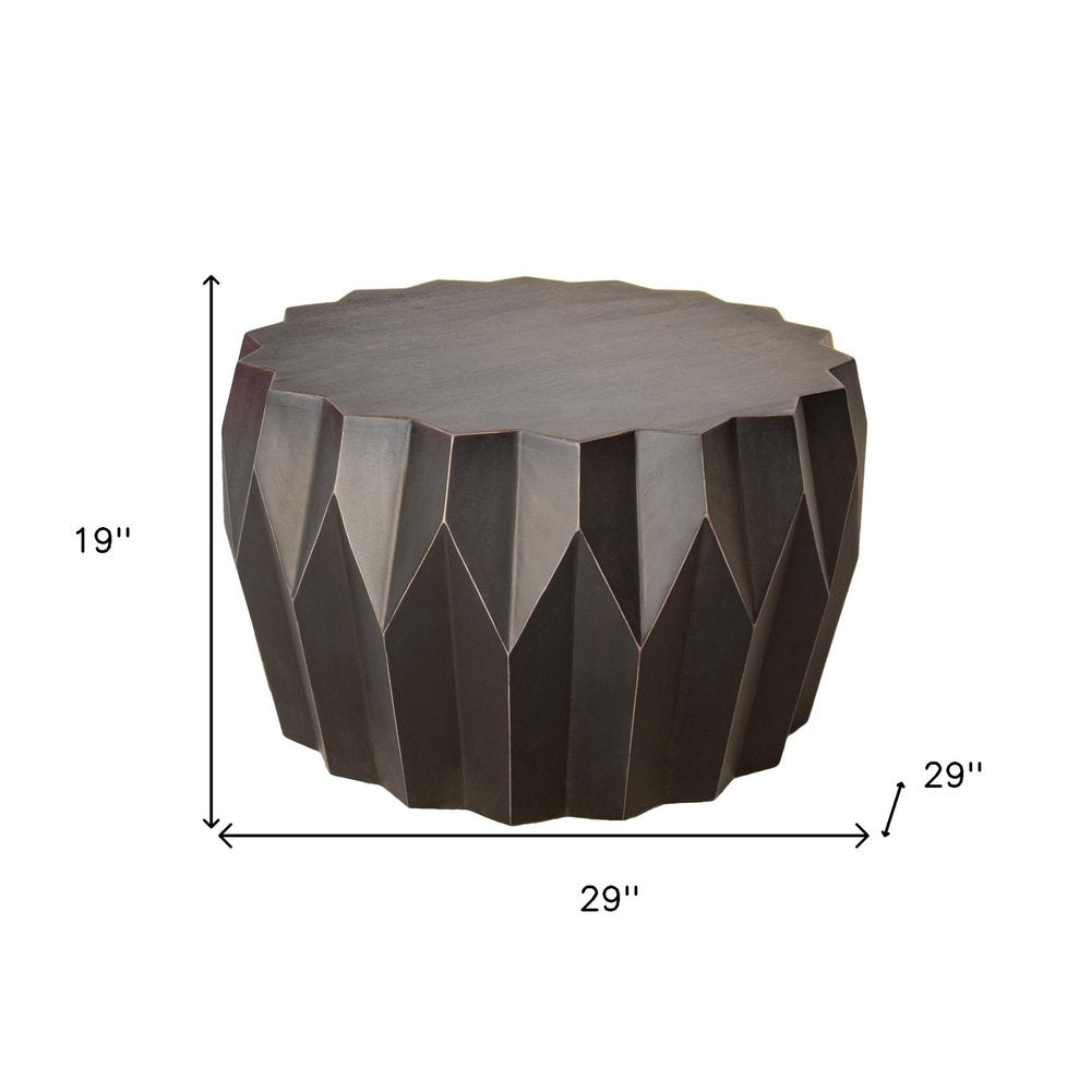 Black Solid Wood Round Coffee Table - 29-inch