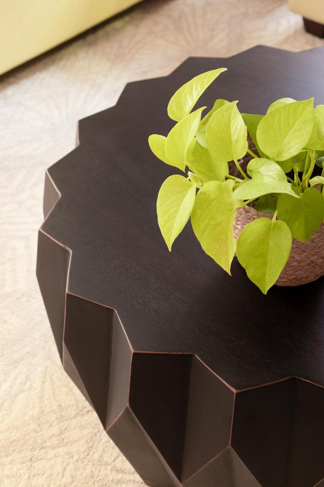 Black Solid Wood Round Coffee Table - 29-inch