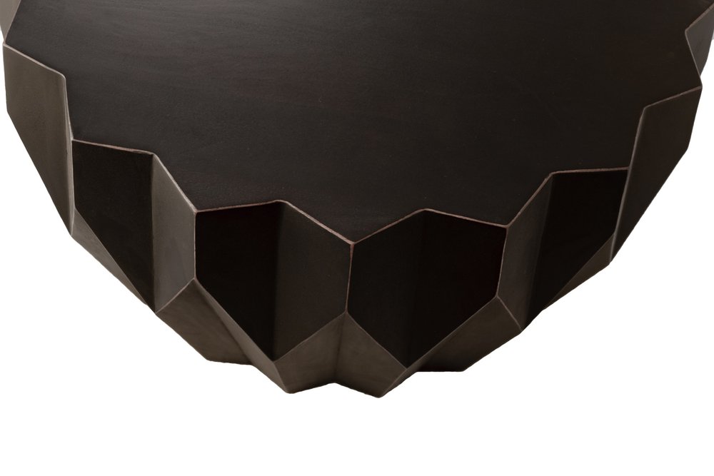 Black Solid Wood Round Coffee Table - 29-inch