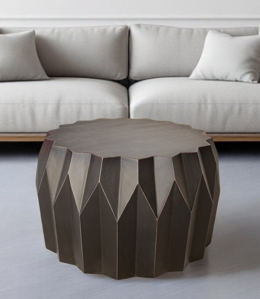 Black Solid Wood Round Coffee Table - 29-inch