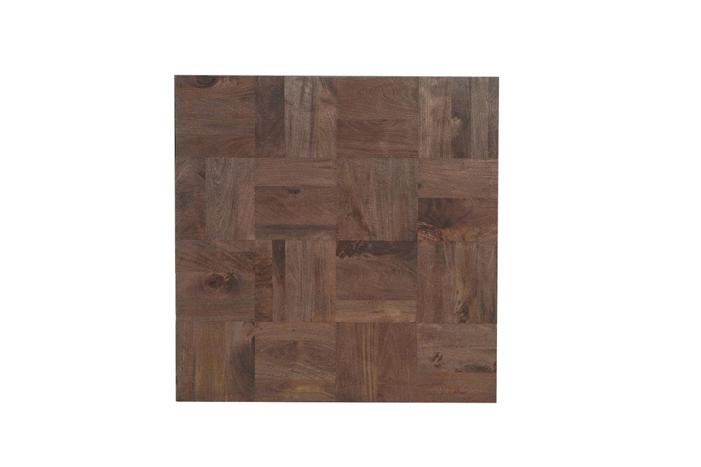 Dark Brown and Black Solid Wood Square Block Coffee Table - 40-inch