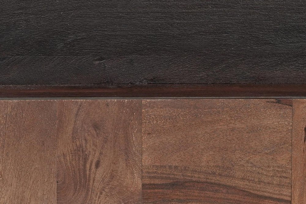 Dark Brown and Black Solid Wood Square Block Coffee Table - 40-inch
