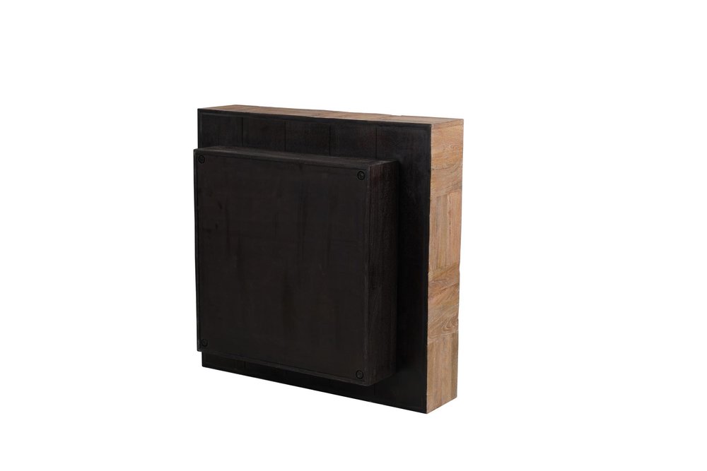 Brown and Black Solid Wood Square Block Coffee Table - 40-inch