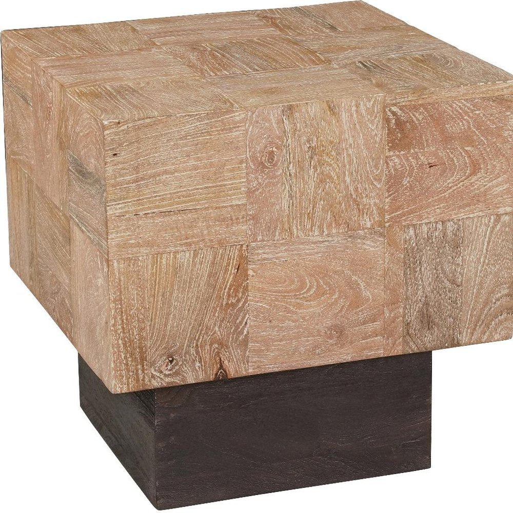 Black and Brown Solid Wood Square End Table - 22-inch