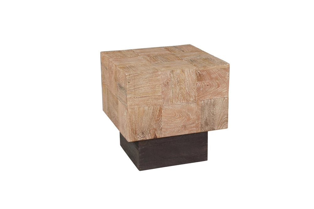 Black and Brown Solid Wood Square End Table - 22-inch