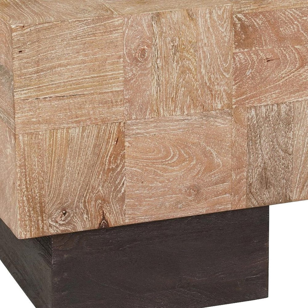 Black and Brown Solid Wood Square End Table - 22-inch