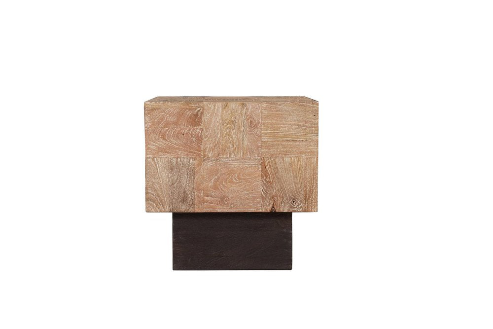 Black and Brown Solid Wood Square End Table - 22-inch