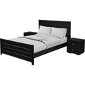 Three Piece Black Solid Wood Bedroom Set