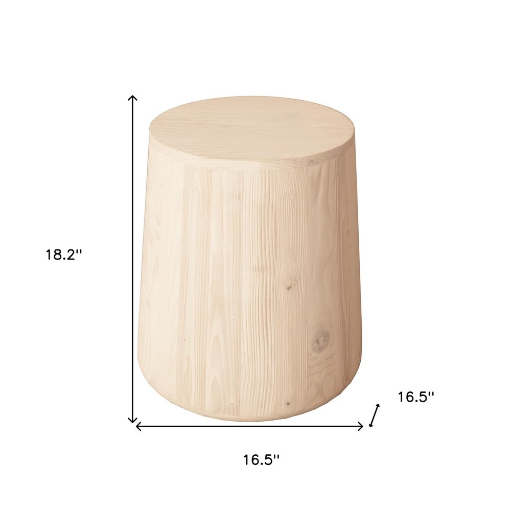 Natural Solid Wood Round End Table - 18-inch