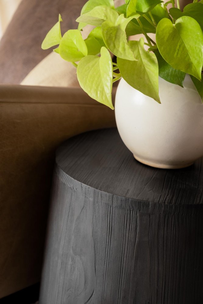 Ebony Solid Wood Round End Table - 18-inch