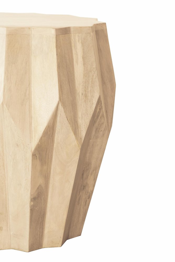 Natural Solid Wood Round Drum End Table - 23-inch