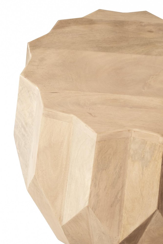 Natural Solid Wood Round Drum End Table - 23-inch