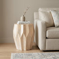 Natural Solid Wood Round Drum End Table - 23-inch