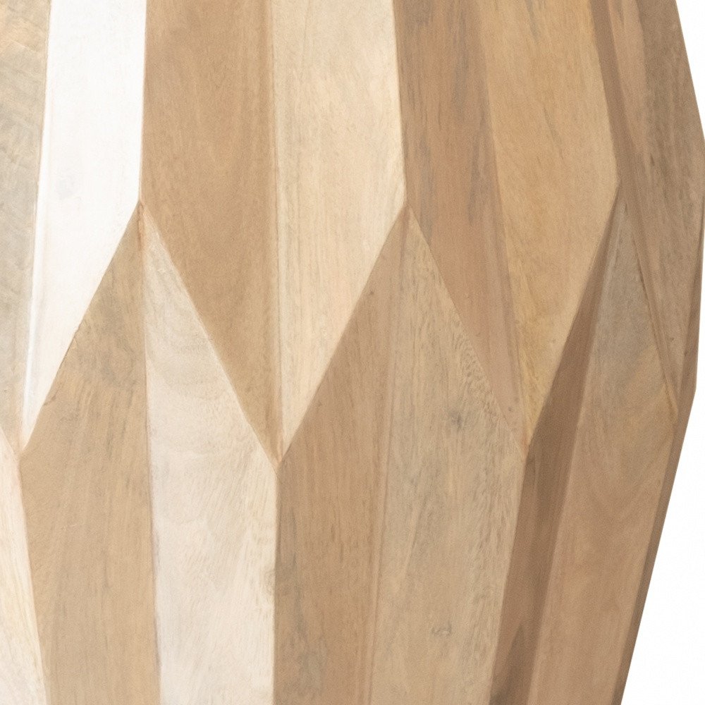 Natural Solid Wood Round Drum End Table - 23-inch