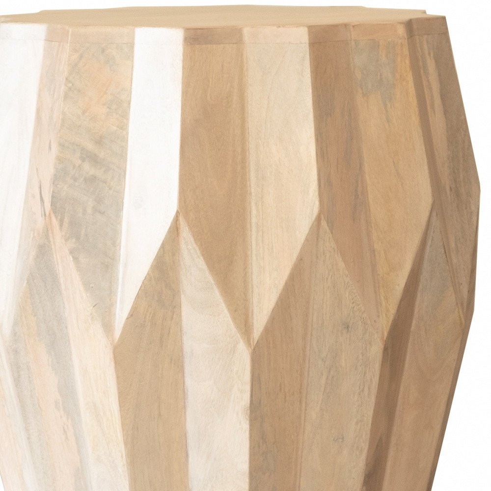 Natural Solid Wood Round Drum End Table - 23-inch