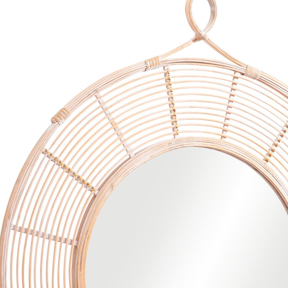Natural Round Framed Accent Mirror - 37-inch