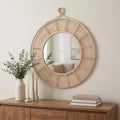 Natural Round Framed Accent Mirror - 37-inch