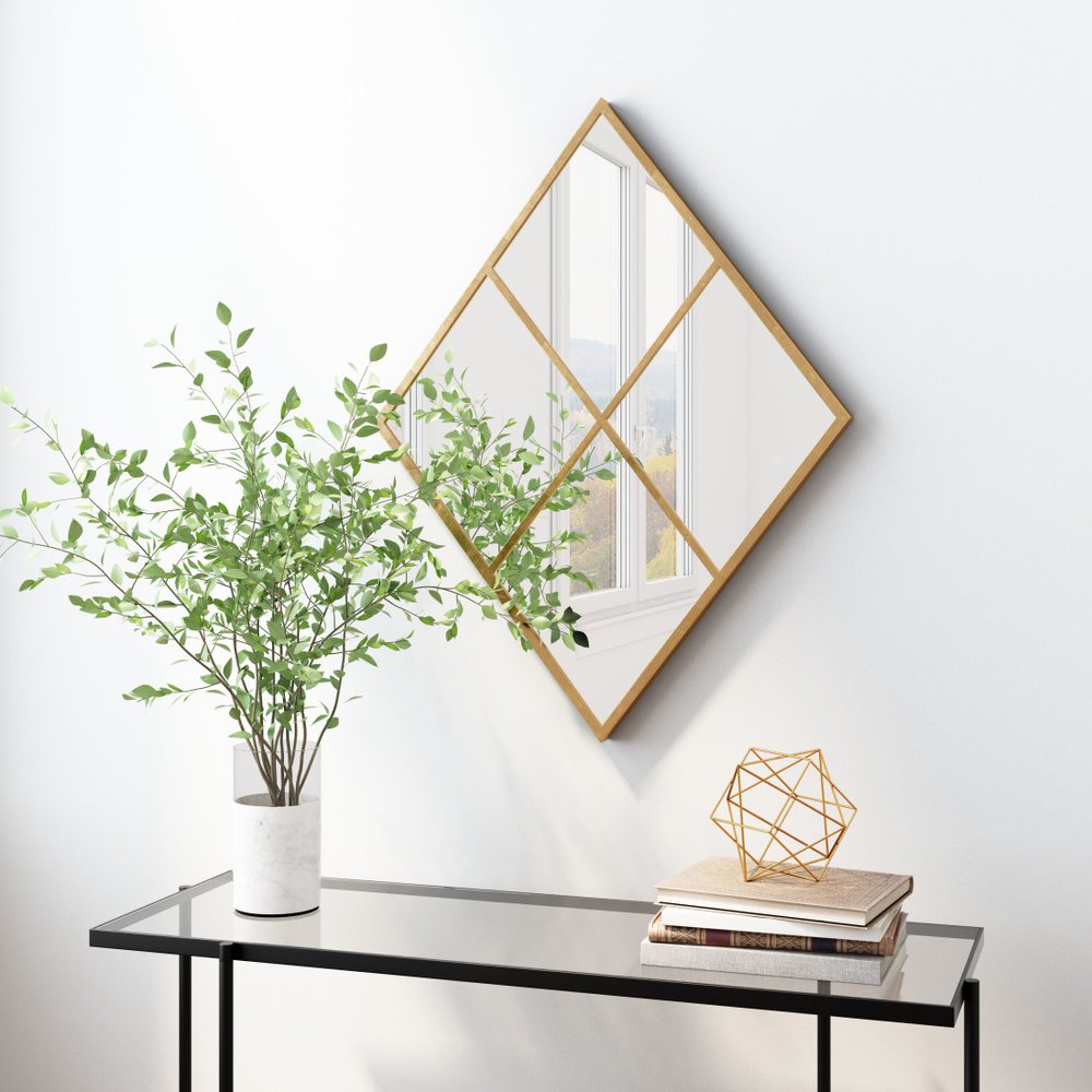 Gold Diamond Steel Framed Accent Mirror - 41-inch