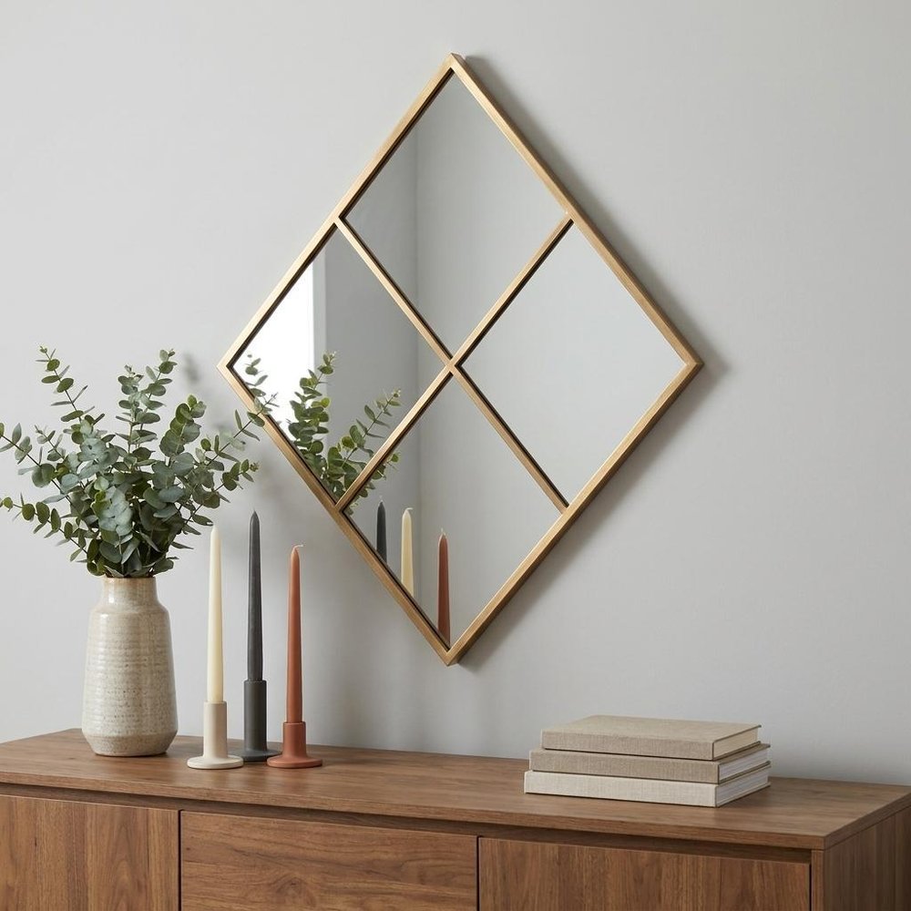 Gold Diamond Steel Framed Accent Mirror - 41-inch