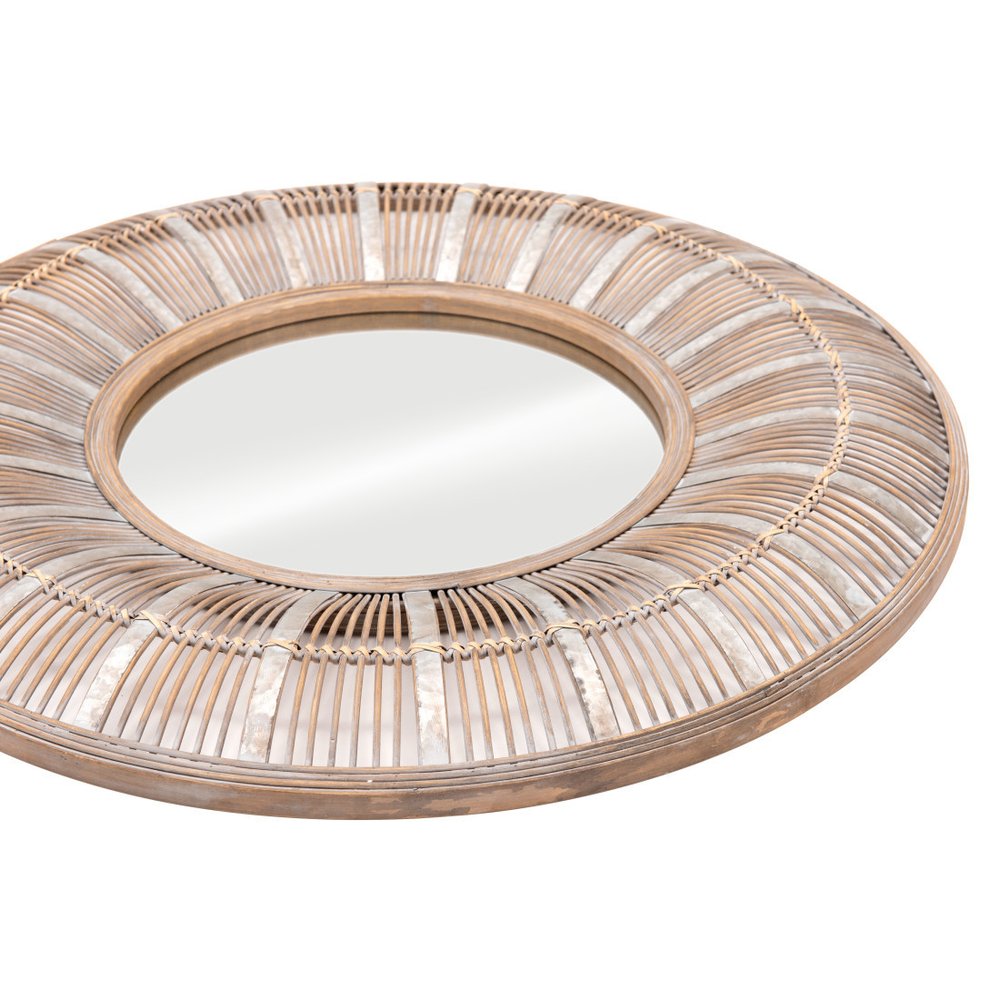 Brown Round Accent Mirror - 32-inch