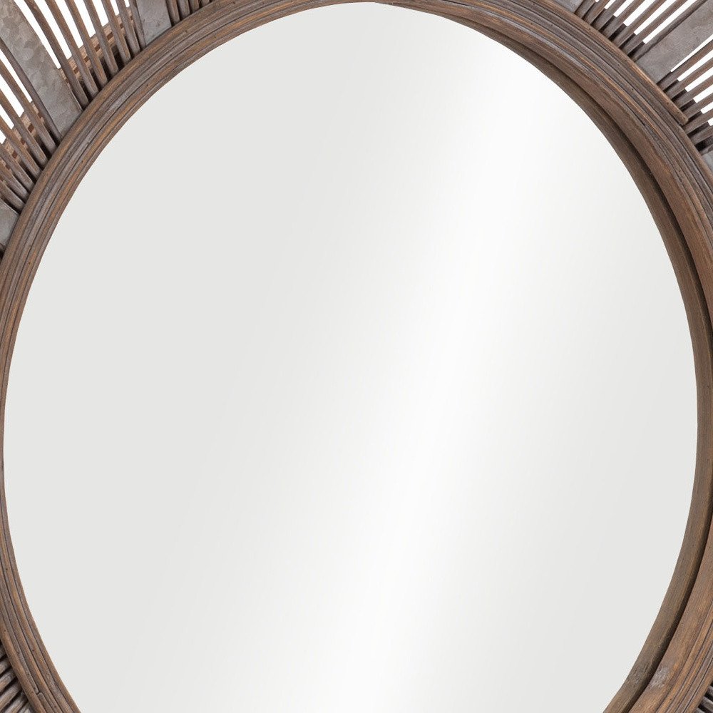Brown Round Accent Mirror - 32-inch