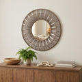 Brown Round Accent Mirror - 32-inch