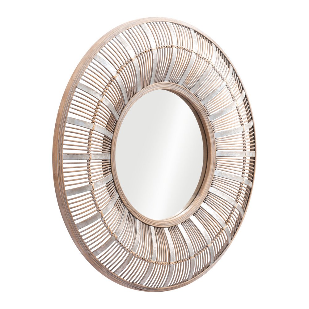 Brown Round Accent Mirror - 32-inch