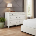 White Solid Wood Seven Drawer Double Dresser - 62-inch