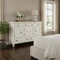 White Solid Wood Six Drawer Double Dresser - 62-inch