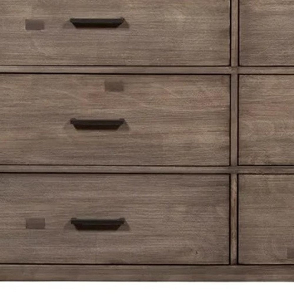 Gray Solid Wood Six Drawer Double Dresser - 60-inch