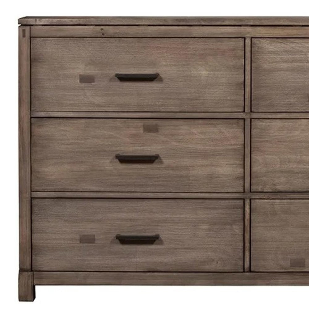 Gray Solid Wood Six Drawer Double Dresser - 60-inch