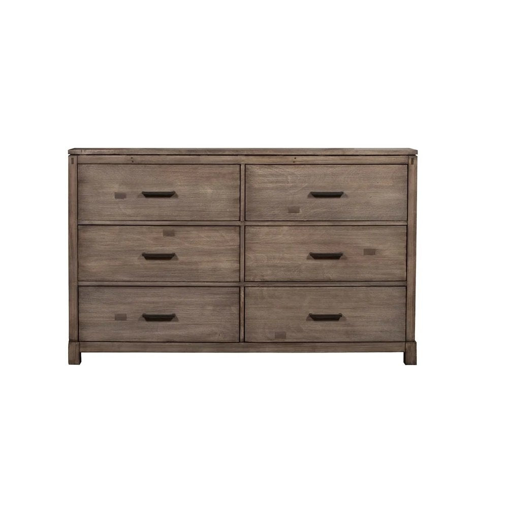 Gray Solid Wood Six Drawer Double Dresser - 60-inch