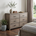 Gray Solid Wood Six Drawer Double Dresser - 60-inch