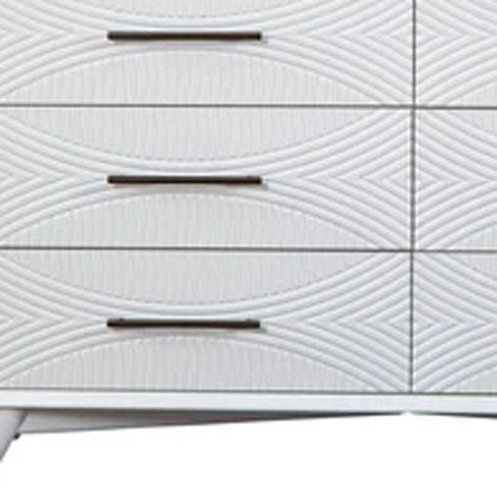 White Solid Wood Six Drawer Double Dresser - 56-inch