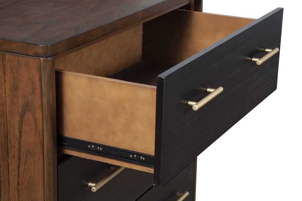 Brown and Black Solid Wood Seven Drawer Double Dresser - 62-inch