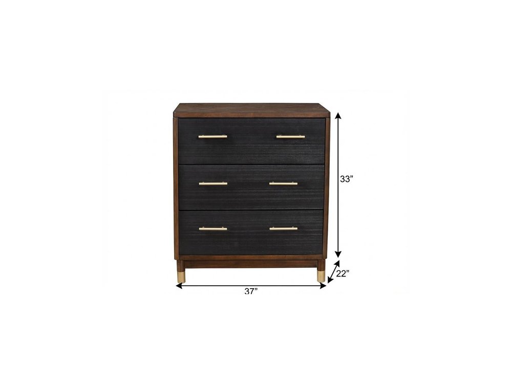 Brown and Black Solid Wood Seven Drawer Double Dresser - 62-inch