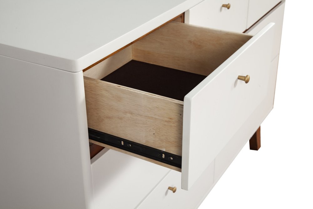 Brown and White Solid Wood Seven Drawer Double Dresser - 56-inch
