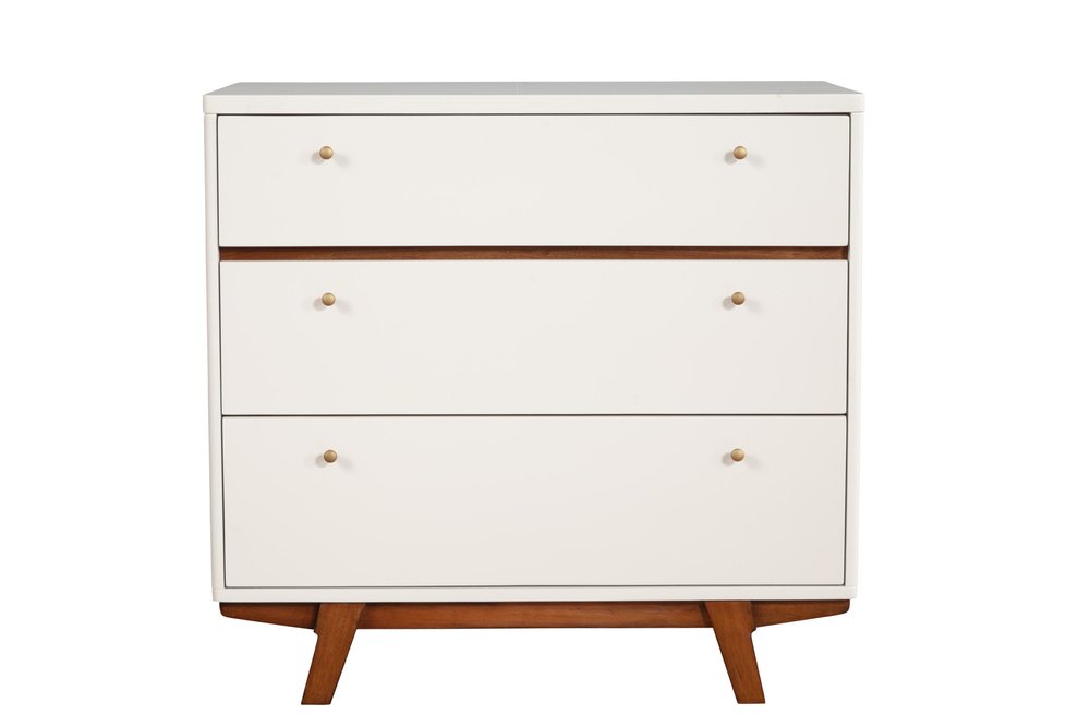 Brown and White Solid Wood Seven Drawer Double Dresser - 56-inch