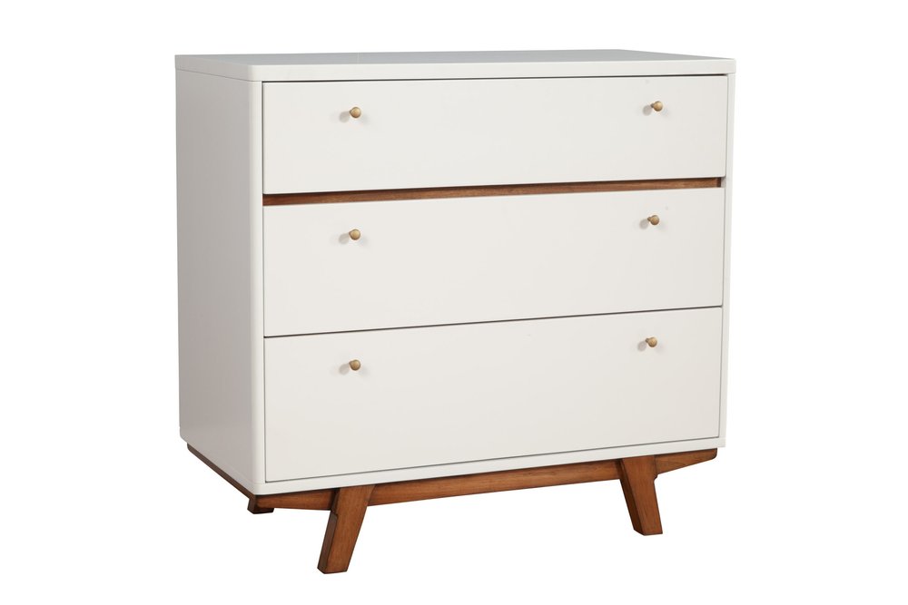 Brown and White Solid Wood Seven Drawer Double Dresser - 56-inch
