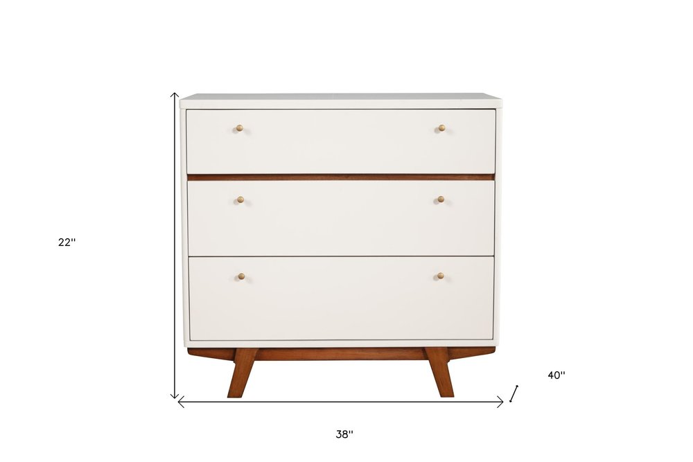 Brown and White Solid Wood Seven Drawer Double Dresser - 56-inch