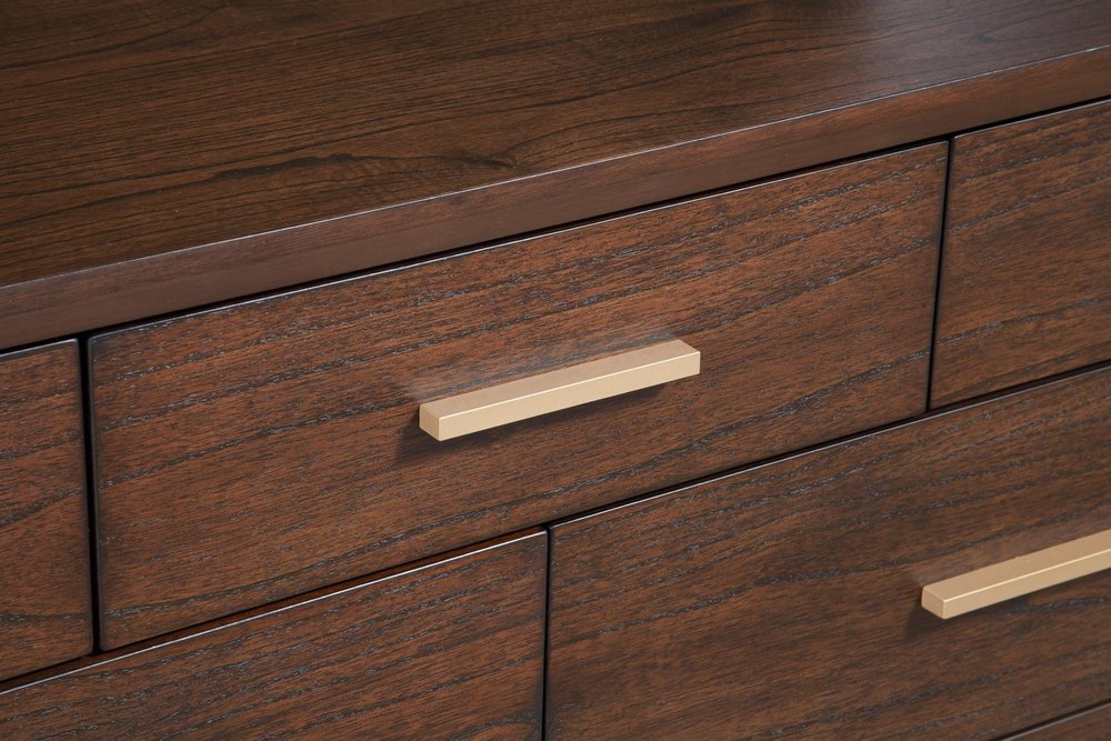 Walnut Solid Wood Seven Drawer Double Dresser - 60-inch