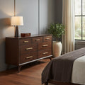 Walnut Solid Wood Seven Drawer Double Dresser - 60-inch