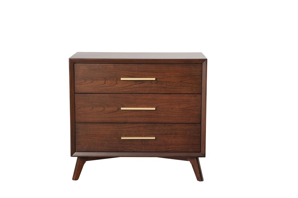 Brown Solid Wood Three Drawer Dresser - 36-inch