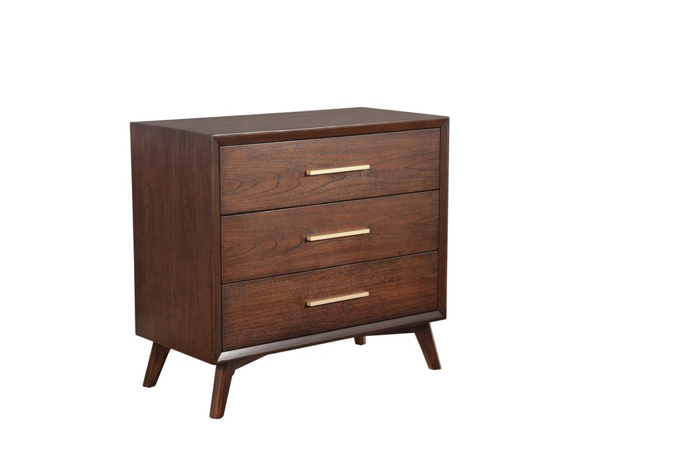 Brown Solid Wood Three Drawer Dresser - 36-inch